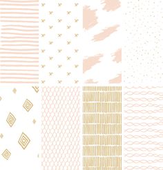 a set of four different patterns in shades of beige, white and gold on a neutral background