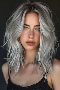 True Winter Blonde Hair, Silver Hair With Lowlights, White Silver Hair, Winter Kingdom, Silver Hair Girl, Silver Hair Color Ideas, Best Hair Colour, Ice Hair, Eyes Nails