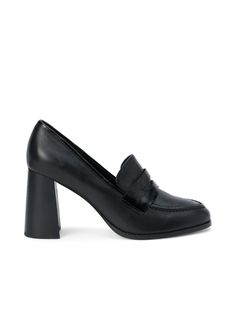 A flared block heel takes a timeless classic and gives it fresh, modern attitude. Expertly crafted in a versatile black leather, the Blanche heeled loafer is accented by patent-leather trim and meticulous stitching. Pair with a blouse and statement trouser for a smart office look. Try with a denim skirt for casual coffee date. | L'AGENCE Blanche Heeled Leather Loafer In Black Leather Ethereal Romantic, Pastel Knits, Smart Office, Knit Denim, Office Look, Coffee Date, Velvet Lace, Shoe Fits, Soft Summer