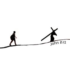 Silhouette of following Christ based off of the verse John 8:12 John 8:12 Tattoo, Jesus Carrying Cross Tattoo, Teaching Tattoos, Christian Tattoos Men, Jesus On Cross Tattoo, Soccer Tattoos, Forearm Tattoo Quotes