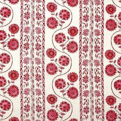 red and white fabric with flowers on it