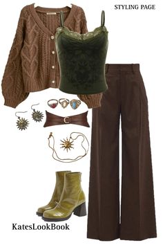 Brown Velvet Pants Outfit, Casual Fairycore Outfits, Whimsigoth Style, Look 80s, Earth Fairy, Estilo Hippy, Looks Pinterest, Cottagecore Outfits