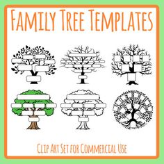 family tree templates for commercial use in adobe and pst format, including trees