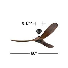 the measurements for a ceiling fan with two blades and one light on each side,