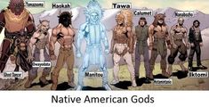 the many avatars of native american gods are depicted in this comic book cover art