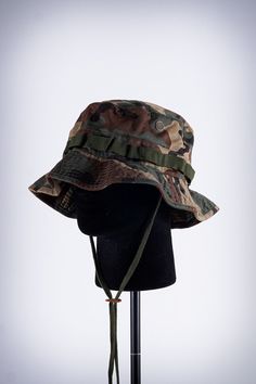 Adjustable Camouflage Bucket Hat With Curved Brim, Adjustable Military Bucket Hat, Military Style Adjustable Brimmed Sun Hat, Adjustable Brimmed Military Sun Hat, Adjustable Military Style Brimmed Sun Hat, Adjustable Military Style 5-panel Hat, Adjustable Camouflage Bucket Hat, Adjustable Military Bucket Hat For Camping, Military Style Green Bucket Hat For Outdoor