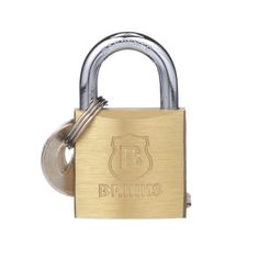 a brass padlock with the words banks on it