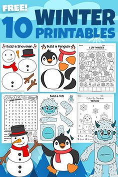 the winter printables are available for children to use on their own crafts and activities