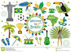 welcome to brazil clipart with all the countries flags and symbols royalty free stock images