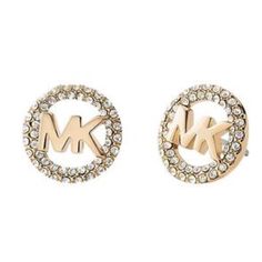 Michael Kors Pave Mk Stud Earrings. Gold Over Brass. New In Box. Michael Kors Earrings, Crystal Heart Earrings, Rose Gold Earrings Studs, Stud Earrings Gold, Rose Gold Crystal, Michael Kors Jewelry, Crystal Stud Earrings, Rose Gold Earrings, Earrings Color