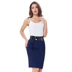 Gender: Women Dresses Length: Knee-Length High Waist Fashion SkirtStyle: Vintage, Party, Club, Office SkirtPattern Type: SolidSilhouette: PencilMaterial: Cotton,PolyesterWaistline: EmpireDecoration: Sashes, Belt Size Waist (cm) Hip (cm) Length (cm) S 69 91 61 M 74 97 61.6 L 79 102 62.2 XL 84 107 62.9 Womens Business, Womens Fashion Casual Outfits, Fashion For Petite Women, Womens Fashion Casual Fall, Office Skirt, Womens Fashion Casual Spring, Business Work, Womens Fashion Edgy, High Waist Fashion