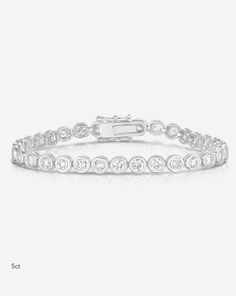 Ring Concierge Bracelets 14k White Gold / 6.5" / 5 Carats Bezel-Set Classic Diamond Tennis Bracelet Classic Platinum Diamond Bracelet With Single Cut Diamonds, Platinum Tennis Bracelet With 17 Jewels For Anniversary, Classic Platinum Diamond Bracelet With Accents, Classic Platinum Diamond Bracelet, Classic Jewelry With Single Cut Diamonds, Platinum Diamond Bracelet With Round Cut Accents, White Gold Diamond Bracelet For Anniversary, Anniversary White Gold Bracelet In Fine Jewelry Style, White Gold Bracelet For Anniversary