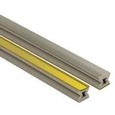 an image of two yellow and white lights on the side of a door sealer