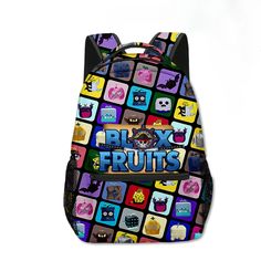 This vibrant backpack featuring various characters from Blox Fruits is perfect for young fans of the series. Ideal for school, travel, or daily use, this backpack combines fun design with practical functionality. The backpack’s lively character patterns will delight children, sparking their imagination and enthusiasm for their favorite series. Crafted to meet the needs of young adventurers, this backpack is both fun and functional, making it an excellent accessory for any occasion. Features: Mat Back To School Cartoon Print Bags, Multicolor Cartoon Bag For Back To School, Fun Multicolor Bag With Character Print, Playful School Bag With Character Print, Playful Multicolor Bags With Character Print, Playful Character Print Multicolor Bag, School Bags With Cartoon Print For Back To School, Student Bags With Cartoon Print For Back To School, Playful Multicolor Character Print Bags