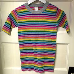 New Hanna Andersson Rainbow Stripe Short Johns Size 14-16 Washed, Never Worn Short-Sleeve Cotton Pajamas Are Supersoft And Breathable, Made To Hand Down Again And Again. Hypoallergenic & Eczema-Friendly Sensory-Friendly Scratch-Free Seams That Lay Flat On The Skin Like New Wash After Wash Oeko-Tex Standard 100 Certified Safe From Hundreds Of Harsh Chemicals Multicolor Short Sleeve Cotton Onesie, Multicolor Cotton Short Sleeve Onesie, Matching Family Pajamas Hanna Andersson, Spring Striped T-shirt With Rainbow Print, Hanna Andersson Pajamas, Sensory Friendly, Cotton Pajamas, Hanna Andersson, Cotton Pyjamas