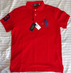 Ralph Lauren Shirts Men, Red Polo Shirt, Red Polo, Golf T Shirts, Ralph Lauren Shirt, New Man, Men's Polo, Custom Shirts, Polo Ralph