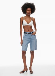 '90S JEAN SHORT | Aritzia Spring Cutoff Jean Shorts With Five Pockets, Relaxed Fit Five-pocket Summer Shorts, Relaxed Fit Five Pockets Shorts For Summer, Relaxed Fit Summer Shorts With Five Pockets, Relaxed Fit Shorts With Five Pockets For Summer, Spring Mid-rise Jean Shorts With Belt Loops, Summer Cutoff Rigid Denim Bottoms, Mid-rise Rigid Denim Jean Shorts For Summer, Summer Mid-rise Rigid Denim Jean Shorts