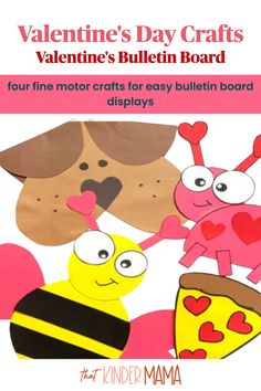 valentine's day crafts for kids to make with paper and construction materials, including hearts,