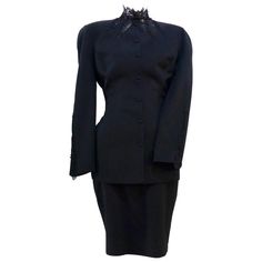 Formal Black Fitted Skirt Suit, Black Fitted Skirt Suit For Formal Occasions, Elegant Fitted Black Skirt Suit, Elegant Fitted Cocktail Sets, Fitted Black Evening Sets, Elegant Black Skirt Suit For Formal Occasions, Elegant Fitted Black Set, Elegant Black Fitted Sets, Elegant Black Skirt Suit For Party