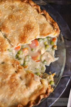 a close up of a pie on a plate