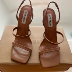 Steve Madden Never Worn Original Box 6.5 Tan Stappy Heels Steve Madden Travel Sandal, Steve Madden Slides, Steve Madden Platform Sandals, Steve Madden Platform, Block Sandals, Shoes Steve Madden, Black Flip Flops, Steve Madden Sandals, Rhinestone Sandals