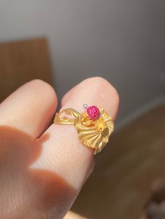 18K Goldfish Ring Size 5 Personal Collection Release RTS - Etsy Handmade Gold Diamond Rings, Unique 14k Yellow Gold Ruby Ring, Exquisite 14k Gold Ruby Ring, Unique Gold Ruby Rings, Gold Ruby Ring Fine Jewelry, Gold Ruby Rings With Diamond Cut, Elegant Handmade Gold Ruby Ring, Gold Ruby Ring With Prong Setting Open Design, Exquisite Gold Ruby Ring