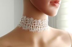 Bridal Shower White Lace Handmade Chokers Delicate Lace | Etsy Elegant Crochet Lace For Ceremonies, Elegant Scalloped Lace For Ceremonies, Elegant Bridal Accessories With Delicate Lace For Party, Elegant Adjustable Jewelry For Ceremonies, Elegant White Lace For Ceremony, Elegant Bridal Accessories With Lace Work For Ceremony, Elegant Lace Bridal Accessories For Ceremony, Elegant Bridal Accessories With Lace Trim For Party, Elegant Bridal Accessories With Delicate Lace For Ceremony