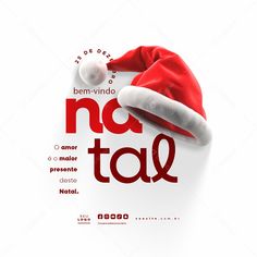 a red santa hat on top of a white background with the words na taq written below it