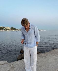 Coastal Man Outfit, Vacation Guy Outfits, Greece Mens Outfit, Hamptons Outfit Men, Mamma Mia Guys Outfits, Men Coastal Outfit, Beachy Outfits Men, Dressy Outfits Men, European Summer Men