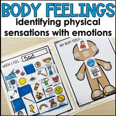 a book with the title body feelings, identifying physical sensations with emotions on it