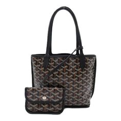 Goyard Ange Mini Tote Bag Black W 20cm X H 19cm X D 10.5cm Handle Length: 42cm Strap Drop Length: 18cm Evening Monogram Canvas Tote Bag, Luxury Coated Canvas Evening Bags, Black Monogram Canvas Shoulder Bag For Evening, Evening Monogram Canvas Satchel Tote, Black Monogram Canvas Evening Shoulder Bag, Evening Black Monogram Canvas Shoulder Bag, Black Coated Canvas Shoulder Bag With Handles, Black Coated Canvas Shoulder Bag, Black Monogram Canvas Satchel Shoulder Bag