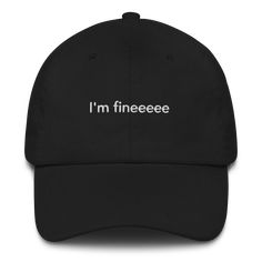 Trust me, I'm fineeeee. Cute Streetwear Cap, Cute Streetwear Hats, Navy Hat For Streetwear, One Size Fits Most, Navy Trucker Hat For Streetwear, Aesthetic Caps, Merch Hat, Disco Hat, Minimal Shirt Design, Raccoon Art