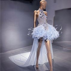 Prom Homecoming Wedding Bride Custom Made To Your Measurements! Rouge Outfits, Blue Feather Dress, Rhinestone Leggings, Feathered Dress, Pearl Dresses, Red Carpet Affair, Nigerian Dress, Feather Gown, Boss Dress