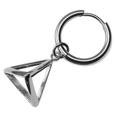 * Hoop earring with hinged post 
 * Surgical-grade stainless steel 
 * Interchangeable charm Piercing For Men, Guys Ear Piercings, Triangle Pendant, The Triangle, Handmade Jewelry Diy, Ear Piercing, Pyramid, Ear Piercings, Piercings