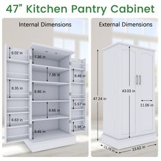 Pull Out Pantry Shelves, Pantry Dimensions, Food Pantry Cabinet, White Kitchen Pantry, White Pantry, Kitchen Pantry Ideas, Kitchen Pantry Cabinet, White Buffet