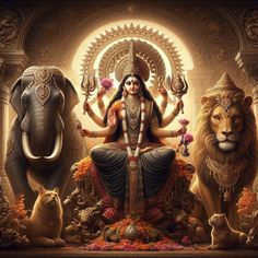 there is an image of the hindu god and his animals