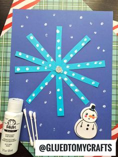 the craft kit is ready to be used for making a snowflake card with glue