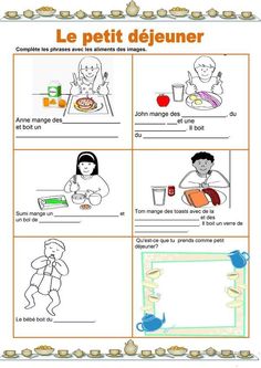 the french language poster shows how to eat and drink in different ways, with pictures of people