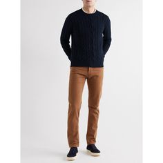 Loro Piana uses premium cotton to make this sweater, so it's soft, durable and ventilating. Made in Italy, it's cable-knitted through the front but the design is kept otherwise simple, so you'll get plenty of use from yours. Brown Cotton Cable Knit Sweater, Brown Cable Knit Cotton Sweater, Knitted Cotton Sweater For Work, Cotton Cable Knit Crew Neck Cardigan, Cotton Cable Knit Sweater For Work, Cotton Cable Knit Cardigan For Work, Sweater For Men, Loro Piana, Knit Cotton