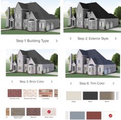 the house is shown with different colors and materials to choose from for it's exterior