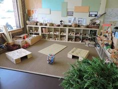 a room filled with lots of toys and shelves