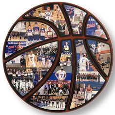 a basketball is shown with many pictures on it