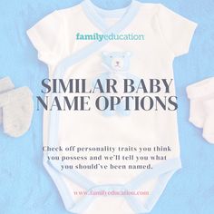 a baby's bodysuit with the words familiar baby name options