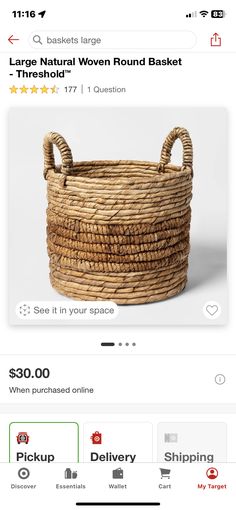 a basket is shown on the app