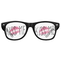 Fun novelty shades. Perfect for a bachelorette party! KISS ME written in thin black letters over a smudgy lipstick mark in pink. Lipstick Mark, Zazzle Wedding, Lip Print, Bachelorette Party Decorations, Lips Print, Custom Party, Black Letter, Retro Sunglasses, Room Ideas Bedroom