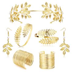 PRICES MAY VARY. ♥Package Includes:The Greek Goddess Accessories include 1 leaf headband, 1 pair of leaf pearl earrings, 1 pair of coil bracelet, 1 pair of coil arm rings, a combination of jewels.The styles are abundant and the quantity is sufficient to meet your daily use and role playing needs. ♥High Quality Material:The greek goddess costume sets for women are made of premium alloy and pearl materials, nickel and lead free, durable and comfortable. Hair band set has good plasticity, exquisite Goddess Costume Accessories, Laurel Leaf Crown, Greek Accessories, Gold Leaf Crown, Bridesmaid Headpiece, Ancient Greek Jewelry, Leaf Headpiece, Goddess Crown, Greek Goddess Costume