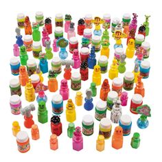 The bubble fun never stops popping with this huge assortment! Fill your classroom treasure chest with these bright bottles or make your party favors really pop. Great for summertime fun, kids will love blowing and chasing their bubbles! Includes .6-oz. - 1.1-oz. plastic bottles of bubbles with wands. They make great party prizes, too! (100 pcs. per unit) Assortment may vary. © OTC Classroom Treasure Chest, Minnie Mouse Toys, Glossy Slime, Party Prizes, Fish Extender Gifts, Bubble Bottle, Bubble Fun, Classroom Prizes, Fish Extender