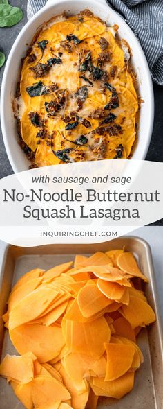 no - noddle butternut squash lasagna in a casserole dish