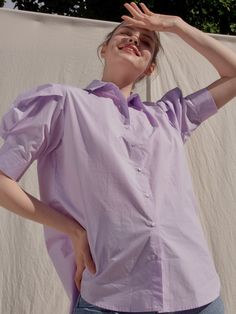 100% cotton short balloon sleeve shirt. Tight cuff at sleeve with button detail. Collared shirt for easy wear. Model is wearing a MINUSEY ONE SIZE. ✔️ Free worldwide express shipping over $100✔️ Loved by 6,500+ customers✔️ Limited edition collections, maximum style⠀⠀⠀⠀⠀⠀⠀⠀⠀Stay ahead of the trend with can’t-find-anywhere-else staples. Your closet will thank you 💕 * MINUSEY ONE SIZE = EU 34-38, US 2-6* 100% Cotton* Dry clean* Made in Korea - Model Height: 173cm/5'8" (US4, EU36) Daywear Puff Sleeve Shirt With Button Cuffs, Puff Sleeve Shirt With Button Cuffs For Daywear, Cotton Puff Sleeve Shirt With Button Cuffs, Classic Shirt With Puff Sleeves In Relaxed Fit, Summer Top With Balloon Sleeves And Button Closure, Summer Puff Sleeve Tops With Button Cuffs, Classic Puff Sleeve Shirt With Relaxed Fit, Cotton Balloon Sleeve Tops With Button Cuffs, Solid Color Shirt With Puff Sleeves And Buttons