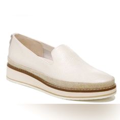 Beautiful Sneaker Shoe In The Satin Pearl Color By A Famous Fantastic Company Which Is Always Into Comfort And Style . Wear Them All Day ! White Synthetic Slip-ons With Perforated Toe Box, White Synthetic Slip-ons With Ortholite Insole, White Flat Synthetic Slip-ons, White Slip-ons With Branded Insole, White Leather Slip-ons With Ortholite Insole, White Slip-ons With Ortholite Insole And Flat Heel, White Almond Toe Slip-ons For Spring, White Cushioned Slip-ons For Spring, White Almond Toe Slip-ons For Summer